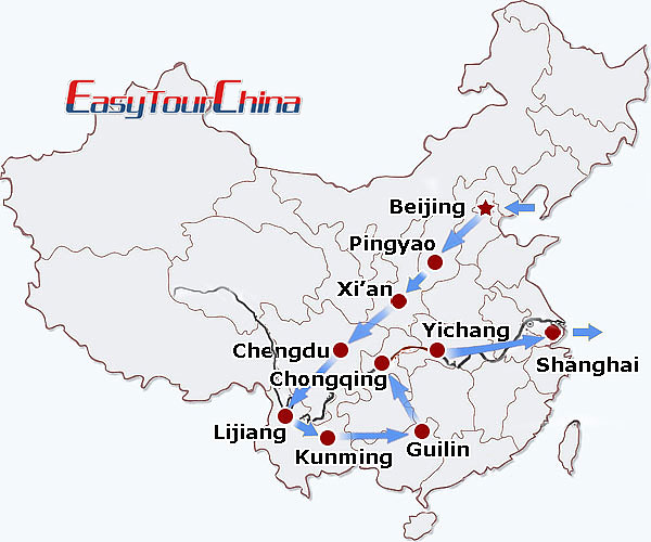 China travel map - China Odyssey Tour