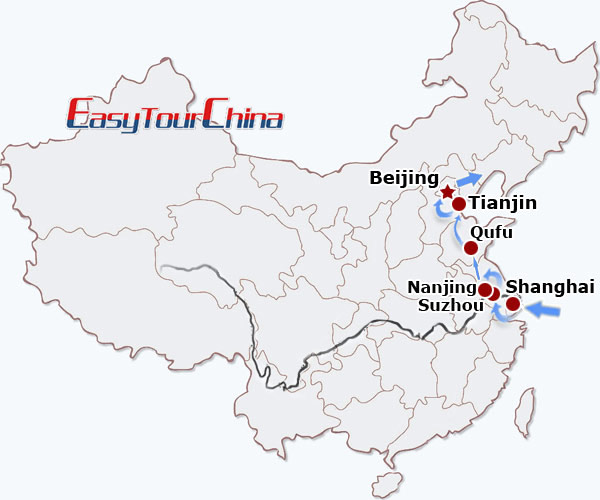 China travel map - East China Exploration on Speed Rail