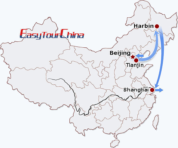 China travel map - 7 Days Beijing Harbin Winter Tour