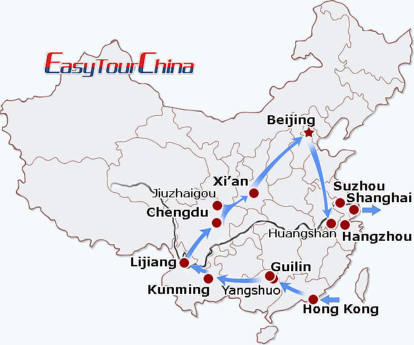 China travel map - Fantastic China Tour