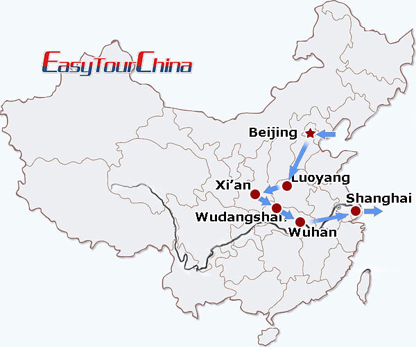 China travel map - China Kung Fu Tour to Shaolin Temple & Mt. Wudang 