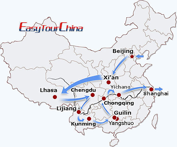 China travel map - Highlights of China for Women (mother & daughter)
