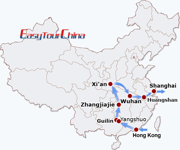 China travel map - Cultural & Scenic China Rail Tour from Hong Kong