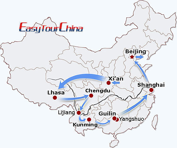 China travel map - Splendid China Tour