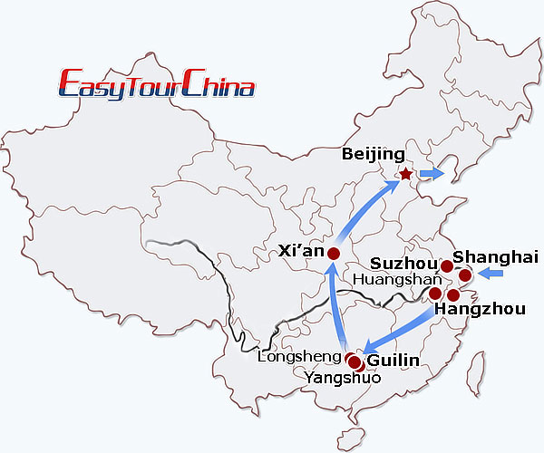 China travel map - China Discovery Tour