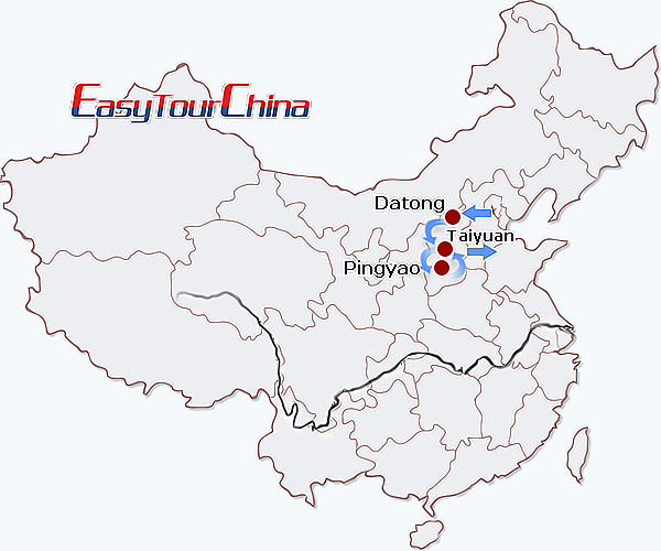 China travel map - Shanxi Highlights Tour