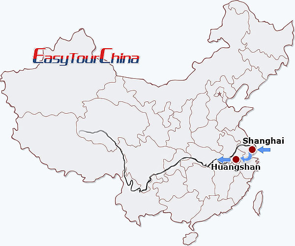 China travel map - Shanghai Huangshan Tour