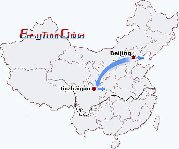 China travel map - Beijing Jiuzhaigou Tour