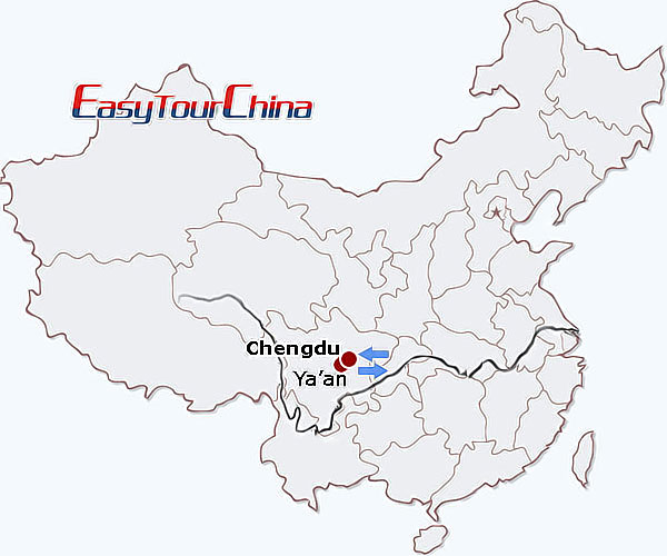 China travel map - Bifengxia Panda Base Volunteer Tour