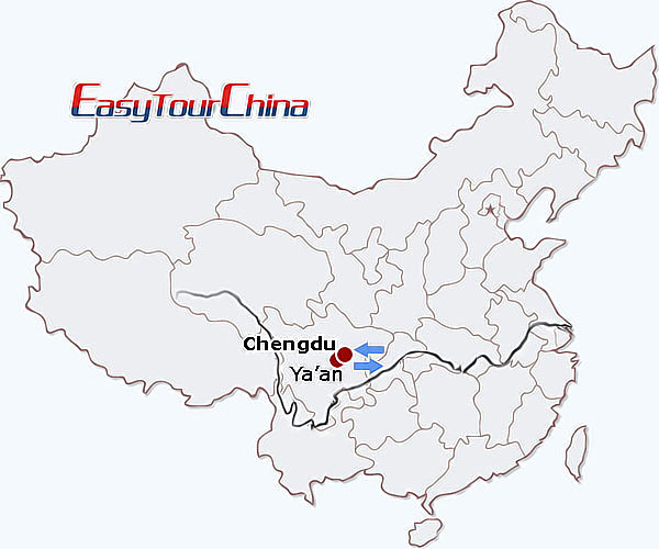 China travel map - Bifengxia Panda Base Volunteer Tour