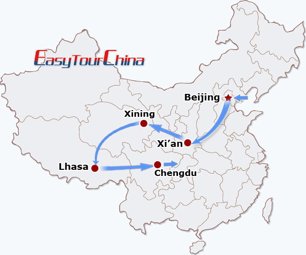 China travel map - China Tibet Train Tour