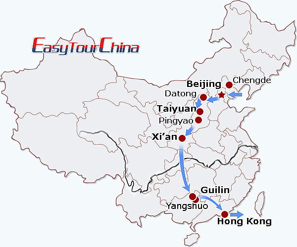China travel map - China History & Scenery Combo