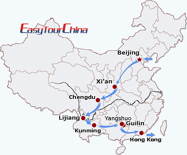 China travel map - China Walking Adventure Tour