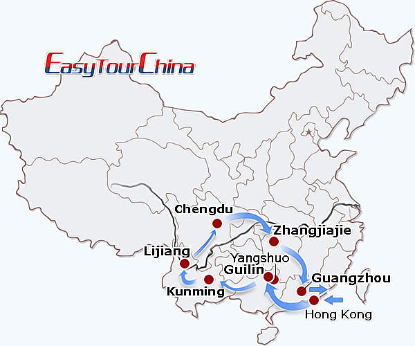 China travel map - Wonders of South China