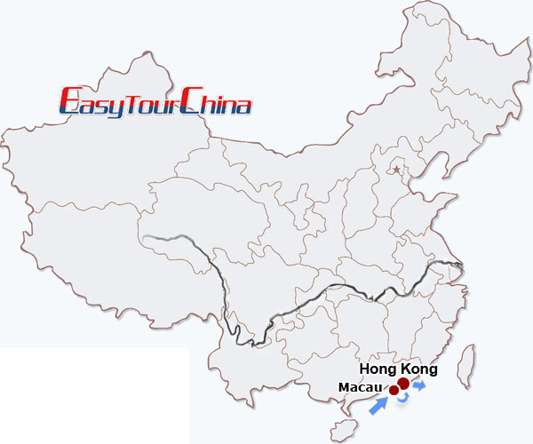 China travel map - Macau + Hong Kong Express