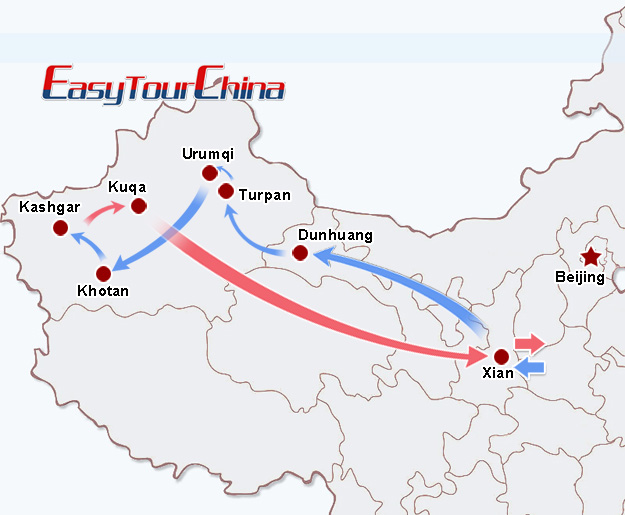 China travel map - China Silk Road In-depth Discovery Tour