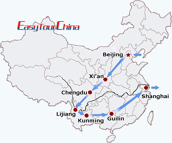 China travel map - China Southwest Exploration Tour