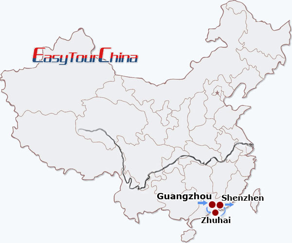 China travel map - Guangdong Discovery Tour