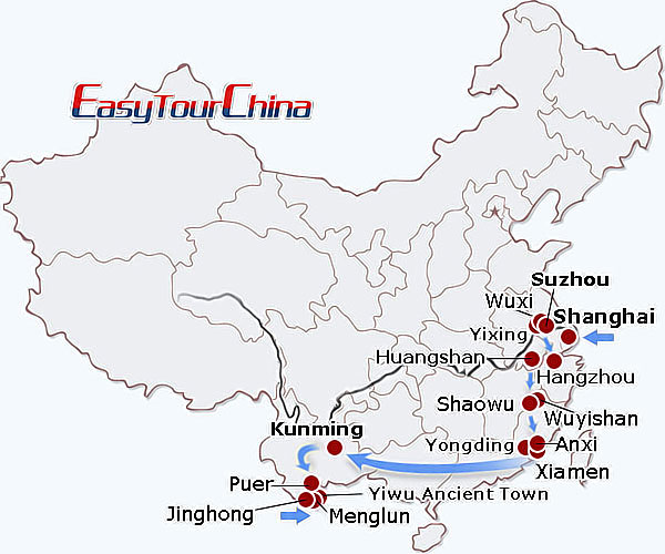 China travel map - China Tea Discovery