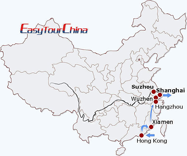 China travel map - Eastern China Perspective