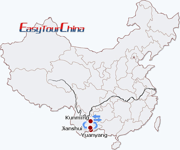 China travel map - Yunnan Photography Tour