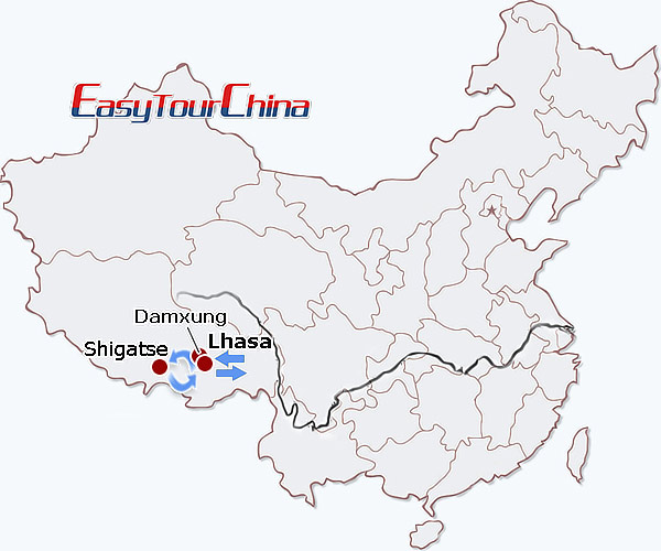 China travel map - Tibet Holy Lakes Adventure