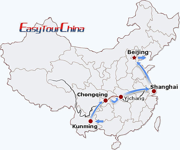 China travel map - China Yangtze Tour with Natural Beauty