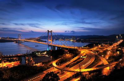 Tsing Ma Bridge Breathtaking Night Scenery