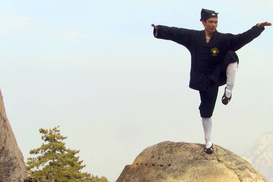 Taiji master in Wudangshan mountain are practicing