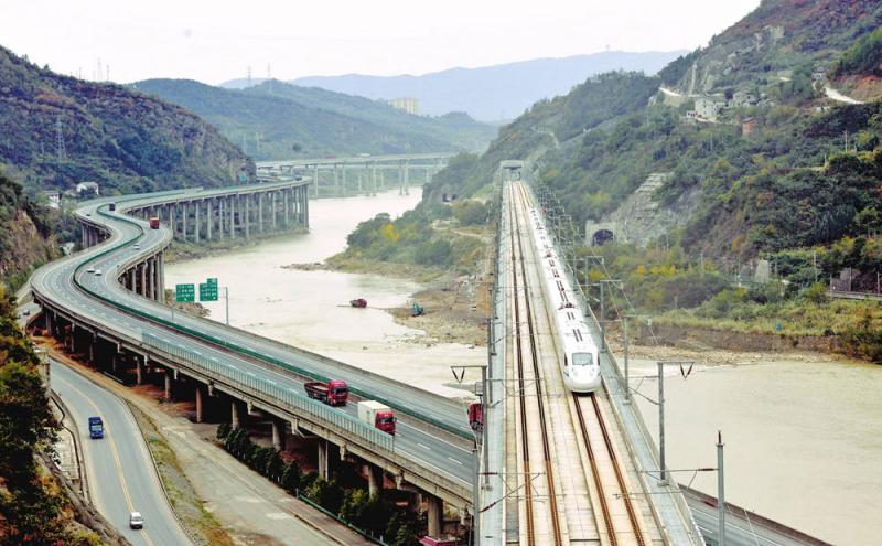 Xian Chengdu High Speed Train in Operation