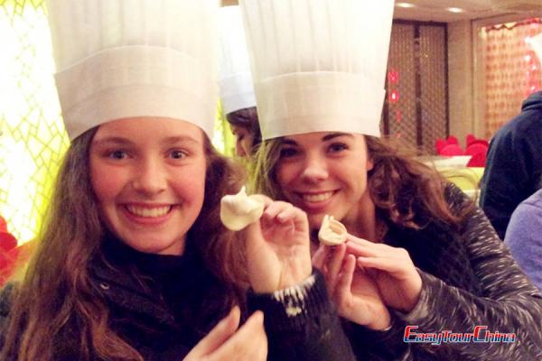 Travel in Xian with kids - making dumpling