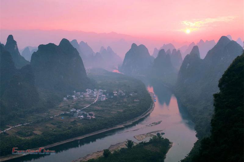 Climb Xianggong Hill in Yangshuo for sunset over Li River