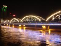 iron bridge at night